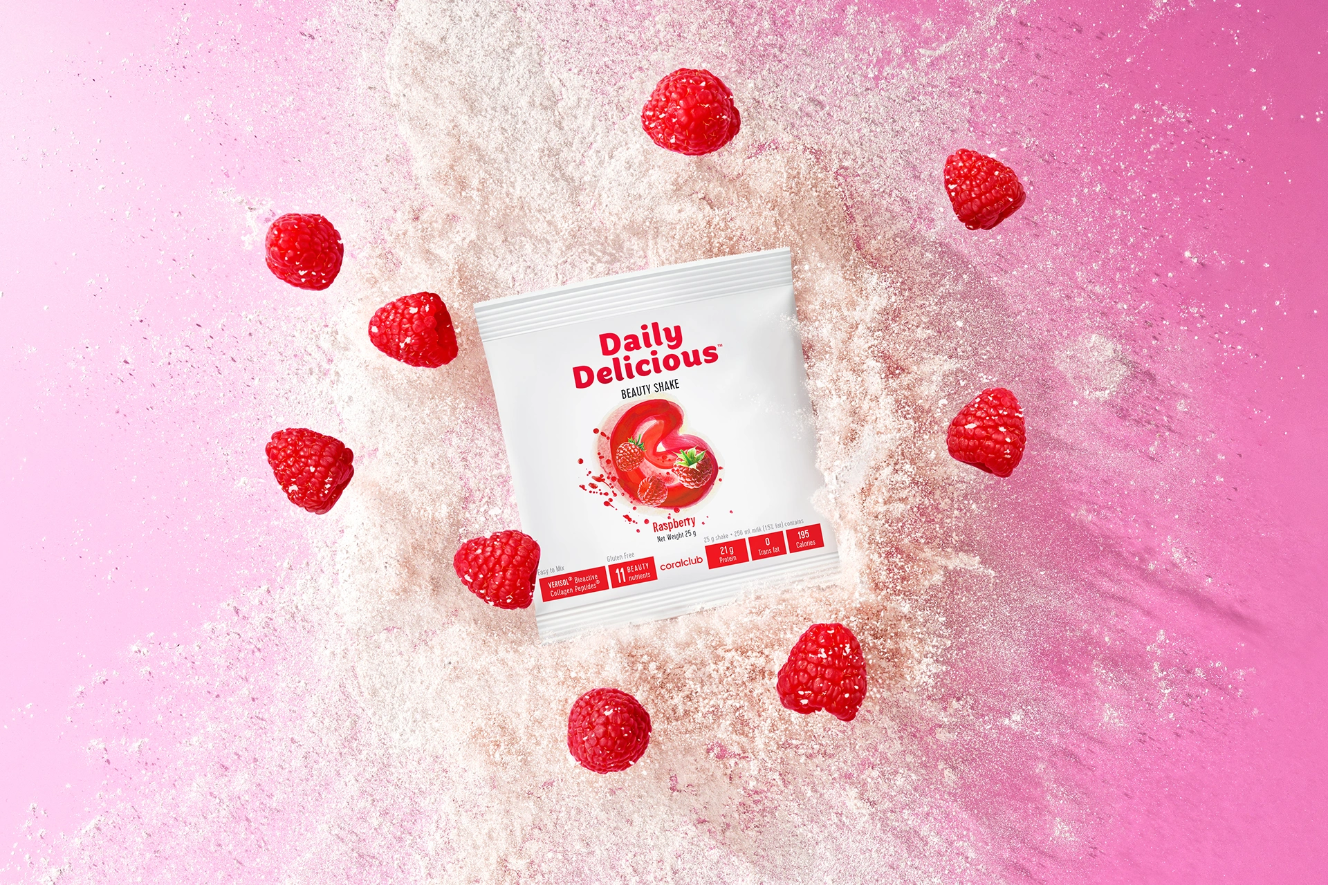 Daily Delicious Beauty Shake s příchutí maliny (213500)